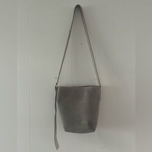 Margot Gray Suede Bucket Bag